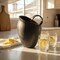 Hello Honey 82-Ounce Textured Stoneware Pitcher with Reactive Glaze, Matte Black